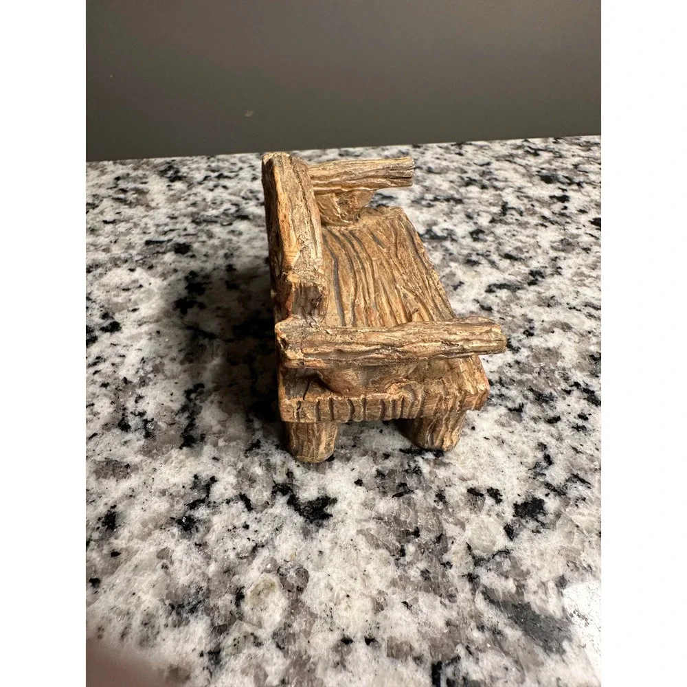 Rustic Log Cabin‎ Bench Miniature Fairy Garden Decor Accent